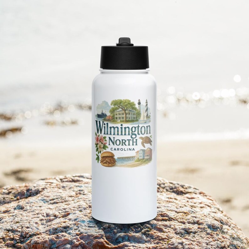 Wilmington North Carolina Insulated Water Bottle – 32 oz Stainless Steel Travel Souvenir image 3