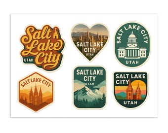 Salt Lake City Sticker Sheet: Vintage Travel Souvenir Decals