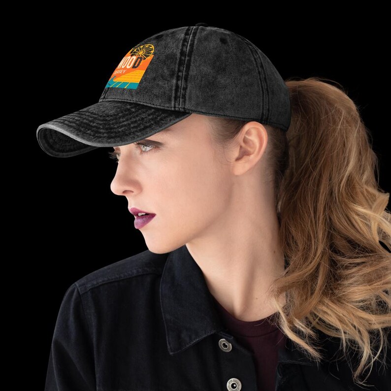 Wildwood New Jersey Vintage Washed Black Dad Cap Baseball Hat Souvenir image 5