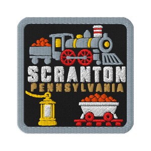 Scranton Pennsylvania Coal Train Souvenir Embroidered Patch - Square Oval or Round Shapes Iron On Sew On Collectible