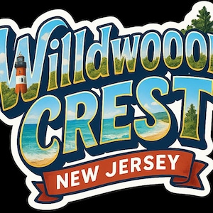 Wildwood Crest New Jersey Souvenir Sticker – Lighthouse Travel Decal image 1