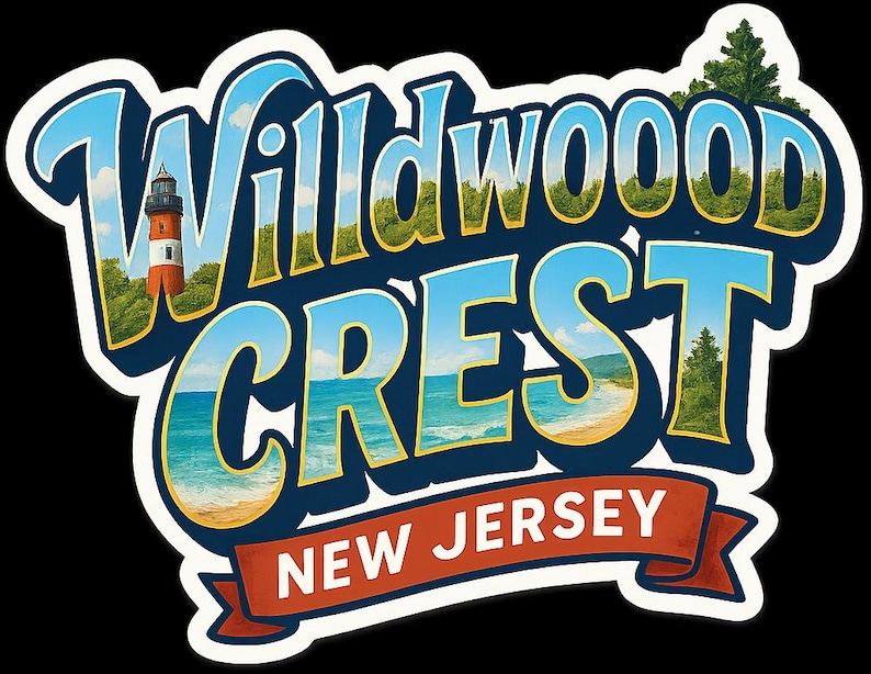 Wildwood Crest New Jersey Souvenir Sticker – Lighthouse Travel Decal image 1