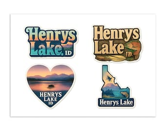 Henrys Lake Idaho 4-Pack Sticker Sheet Vinyl Waterproof Souvenir Decals
