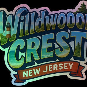 Wildwood Crest New Jersey Souvenir Sticker – Lighthouse Travel Decal image 2