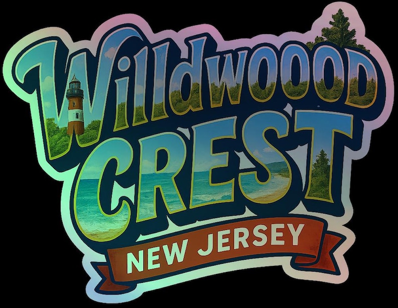 Wildwood Crest New Jersey Souvenir Sticker – Lighthouse Travel Decal image 2