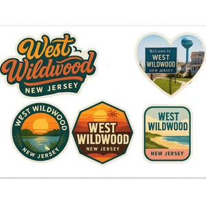 West Wildwood New Jersey Sticker Sheet – Vintage Travel Landmarks image 1