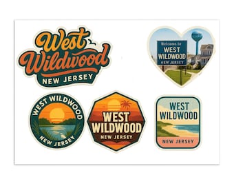 West Wildwood New Jersey Sticker Sheet – Vintage Travel Landmarks