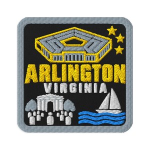 Arlington Virginia Building Souvenir Embroidered Patch Iron On - Square Oval or Round Shapes Sew On Collectible