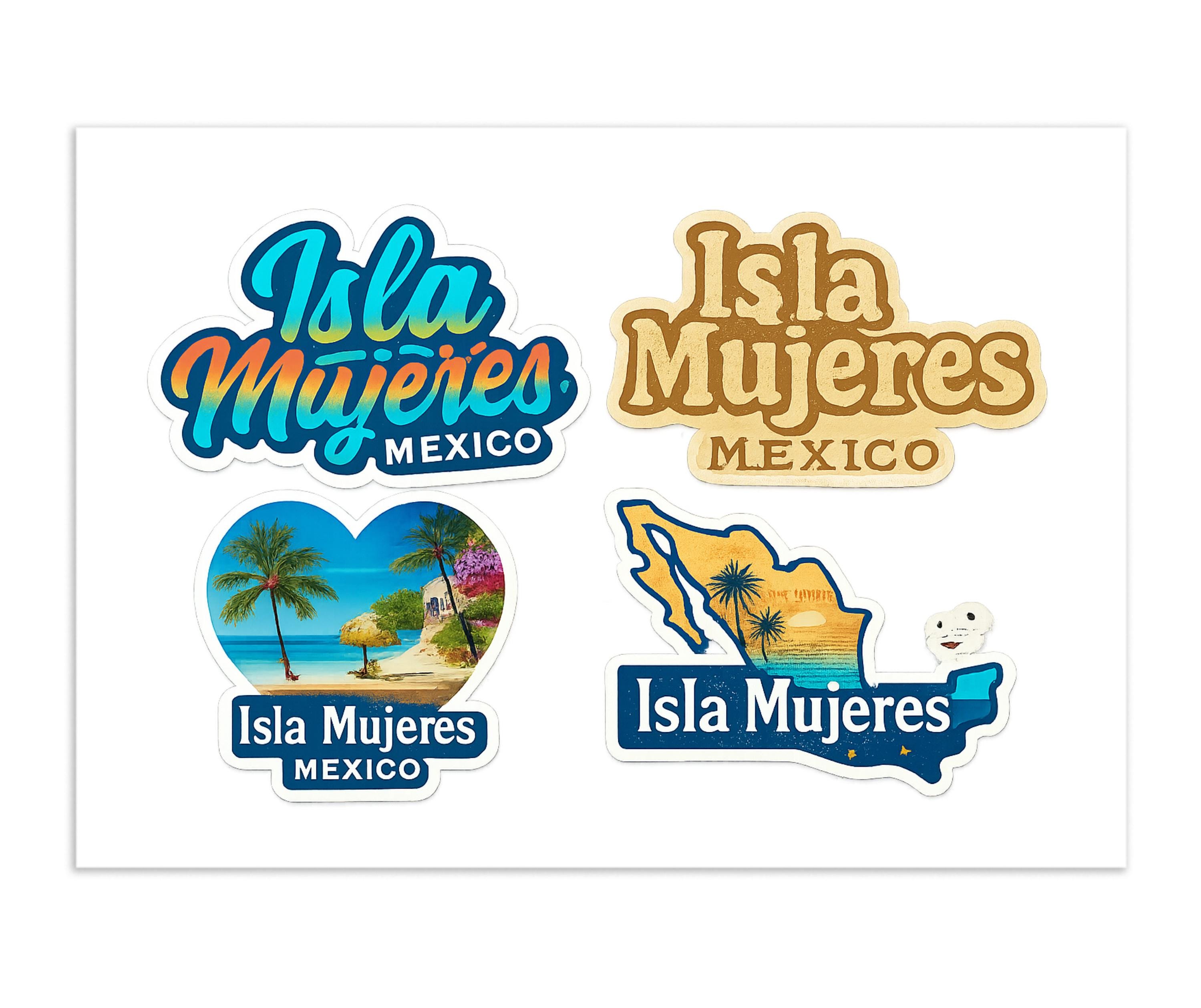 Isla Mujeres Mexico 4-pack Sticker Sheet Vinyl Waterproof Souvenir ...