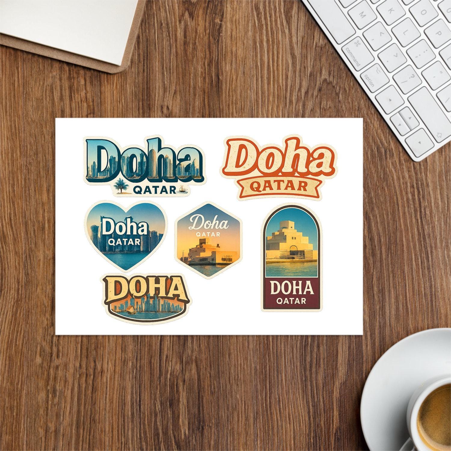 Doha Qatar Sticker Sheet - 6 Travel Souvenir Decals Featuring City ...