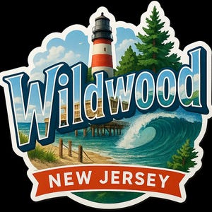Wildwood New Jersey Souvenir Sticker – Vintage Travel Decal image 1
