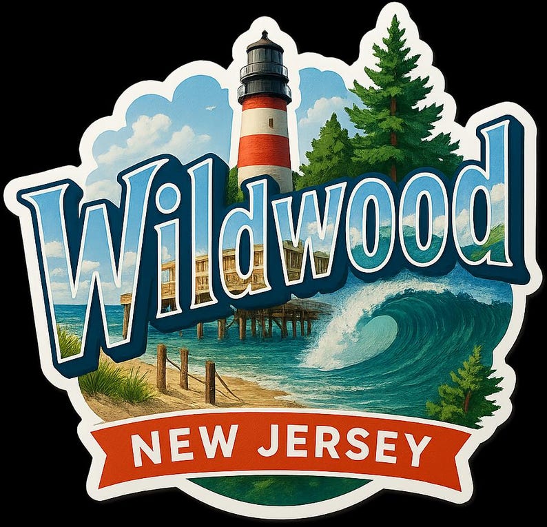 Wildwood New Jersey Souvenir Sticker – Vintage Travel Decal image 1