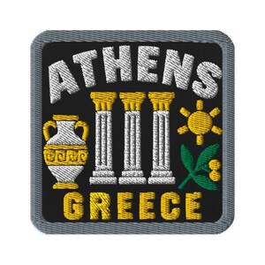 Athens Greece Marble Columns Souvenir Embroidered Patch Iron On - Square Oval or Round Shapes Sew On Collectible