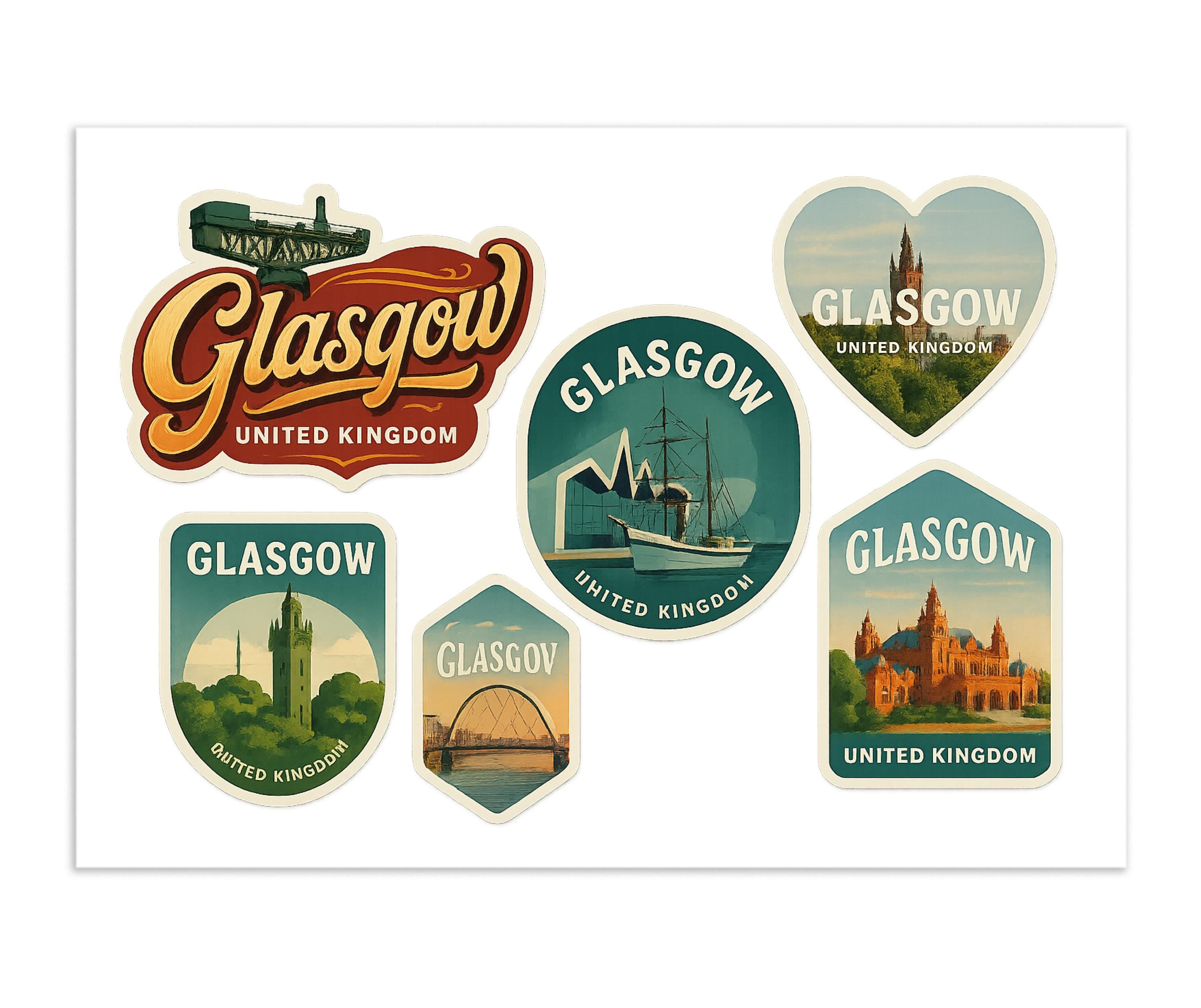 Scotland Stcker Glasgow Scotland Sticker Sheet: Vintage Travel Stickers - Etsy