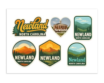 Newland North Carolina Sticker Sheet: Appalachian Travel Decals