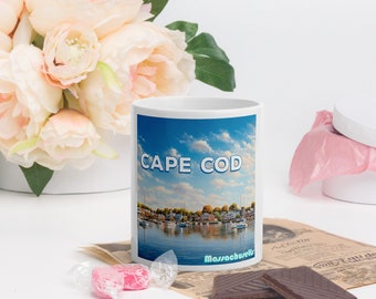 Cape Cod Massachusetts Souvenir White Glossy Mug Design 2