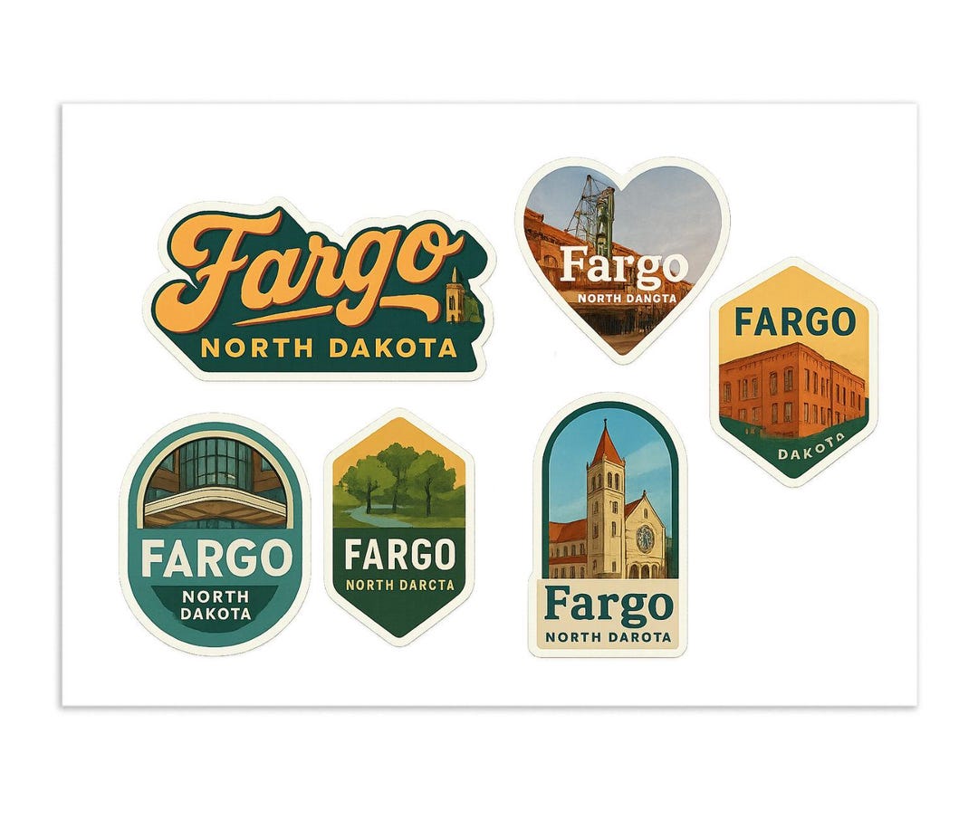Dargo Country Sticker Fargo North Dakota Sticker Sheet - 6 Vintage Travel Stickers Featuring ...