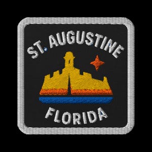 St Augustine Florida Embroidered Patch - Historic Fort Travel Souvenir Square Badge for Jackets Backpacks