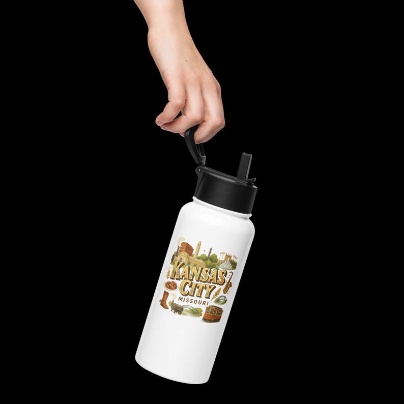 Garrafa térmica de viagem de aço inoxidável de 946 ml (32 oz) de Kansas City, Missouri imagem 4