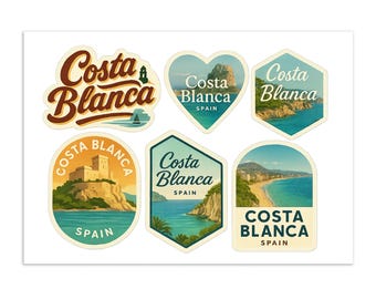 Costa Blanca Spain Sticker Sheet – Mediterranean Travel Stickers
