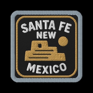 Santa Fe New Mexico Embroidered Patch – Adobe Pueblo Desert Souvenir Square Travel Jacket Backpack