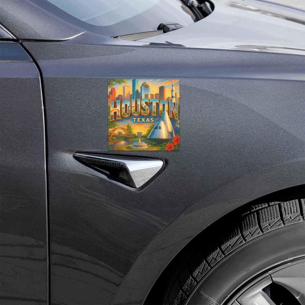 Houston Texas Car Magnet – Vintage Travel Souvenir, City Skyline - Etsy