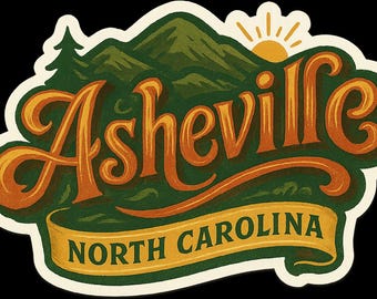 Asheville North Carolina Fridge Magnet or Kiss-Cut Stickers Travel Souvenir Gift Decor