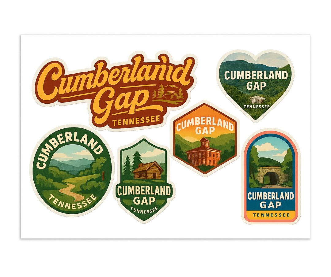 1875 Sticker Cumberland Gap Tennessee Sticker Sheet – Vintage Travel Decals ...