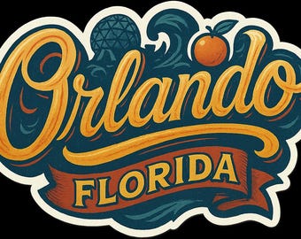 Imán para nevera o pegatinas troqueladas de Orlando, Florida, recuerdo de viaje, regalo decorativo
