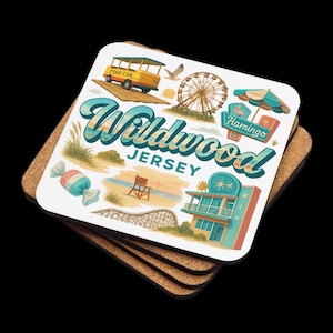 Wildwood New Jersey Cork Coaster – Boardwalk Attractions Souvenir Home Decor image 3