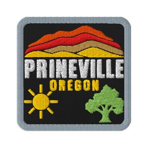 Prineville Oregon Thunderegg Souvenir Embroidered Patch Iron On - Square Oval or Round Shapes Sew On Collectible