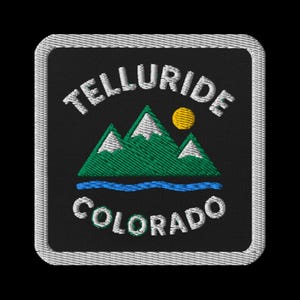 Telluride Colorado Embroidered Patch - Mountain Souvenir Travel Memento Square Badge with Snow Peaks Design