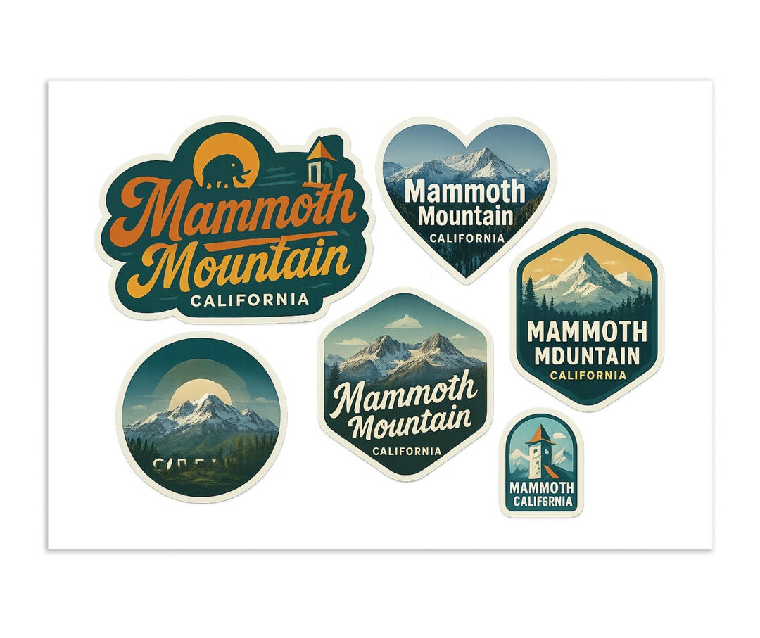 Mammoth Script Sticker Mammoth Mountain California Sticker Sheet – Vintage Travel Decals - Etsy