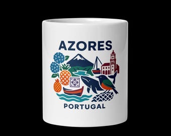 Azores Portugal Souvenir Coffee Mug - Island Travel Design - 11oz 15oz 20oz Available