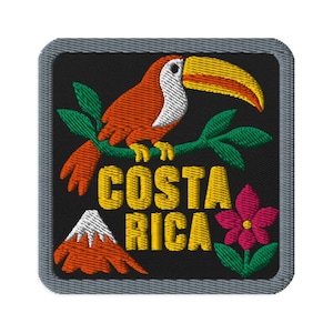 Costa Rica Toucan Bird Souvenir Embroidered Patch Iron On Sew On - Square Oval or Round Shapes Collectible