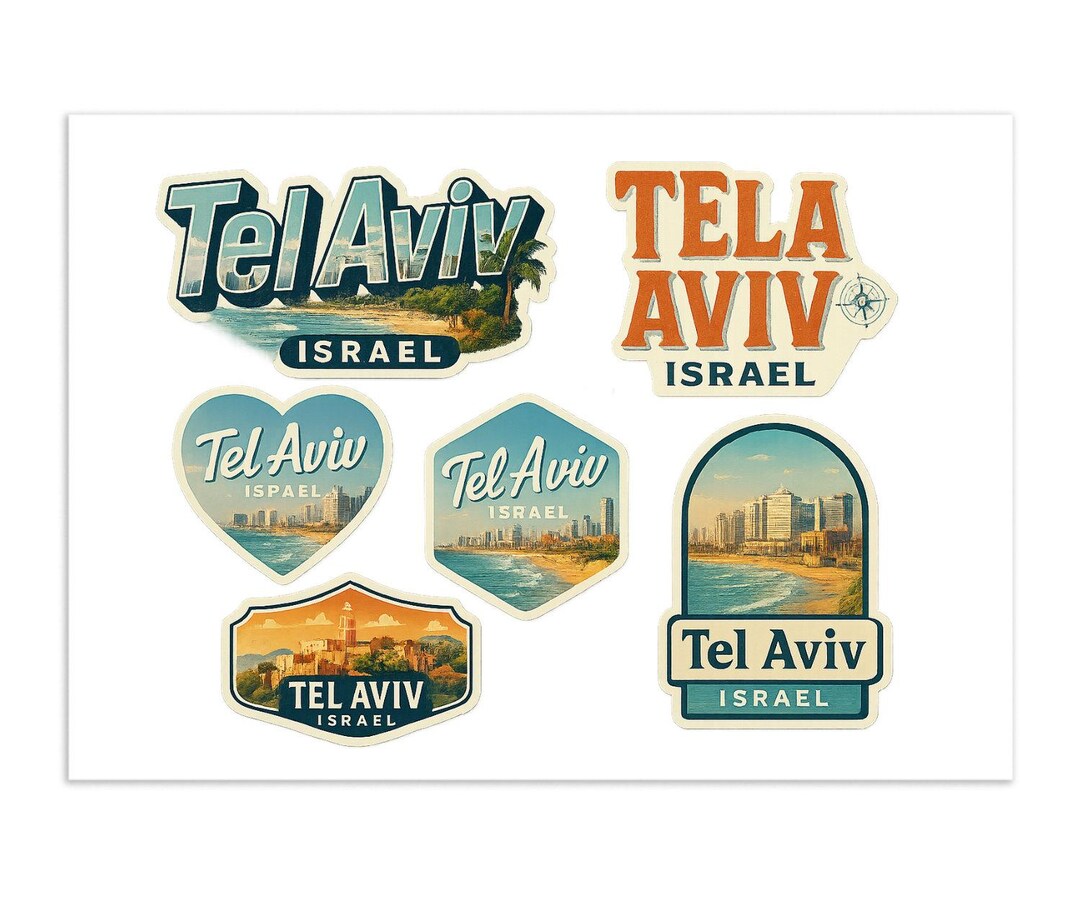 Tel Aviv Sticker Sheet – Vintage Israel Travel Decals - Etsy