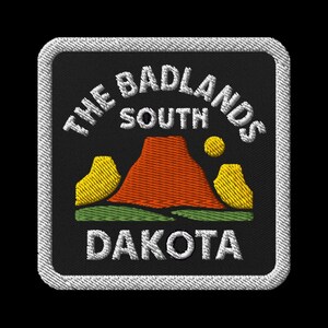The Badlands South Dakota Embroidered Patch - Square Travel Souvenir Keepsake for Backpacks Jackets Bags
