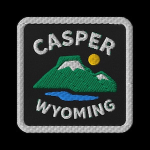 Casper Wyoming Embroidered Patch - Mountain Landscape Souvenir Travel Memento for Jackets Backpacks