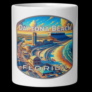 Caneca Daytona Beach Florida Coastal - 11oz 15oz 20oz Lembrança de viagem