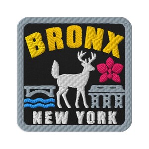 Bronx New York Deer Bridge Souvenir Embroidered Patch Iron On - Square Oval or Round Shapes Sew On Collectible