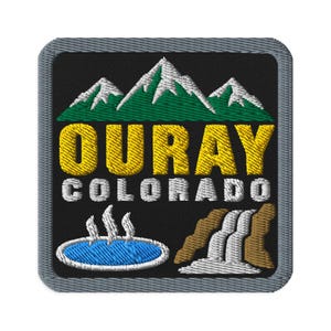 Ouray Colorado Hot Springs Waterfall Souvenir Embroidered Patch - Square Oval or Round Shapes Iron On Sew On Collectible