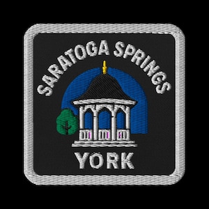 Patch bordado de Saratoga Springs, Nova York - Patch de lembrança de viagem do Pavilhão Histórico para mochilas e jaquetas.