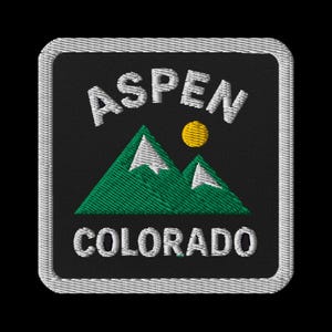 Aspen Colorado Embroidered Patch - Mountain Souvenir Travel Memento Square Iron On Sew On Badge