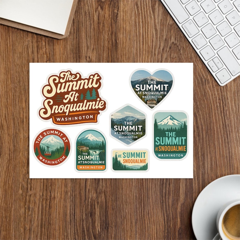 The Summit at Snoqualmie Washington Sticker Sheet - 7 Vintage Mountain ...
