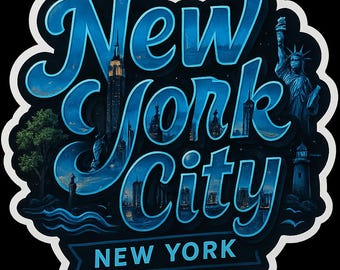 Souvenirsticker New York City - normaal vinyl of holografisch - NYC Destination Travel Decal - 3 x 3 4 x 4 6 x 6 inch