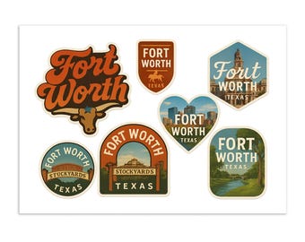 Autocollant Vinylique Découpé Fort Worth Texas - Skyline Et Monuments - Neuf