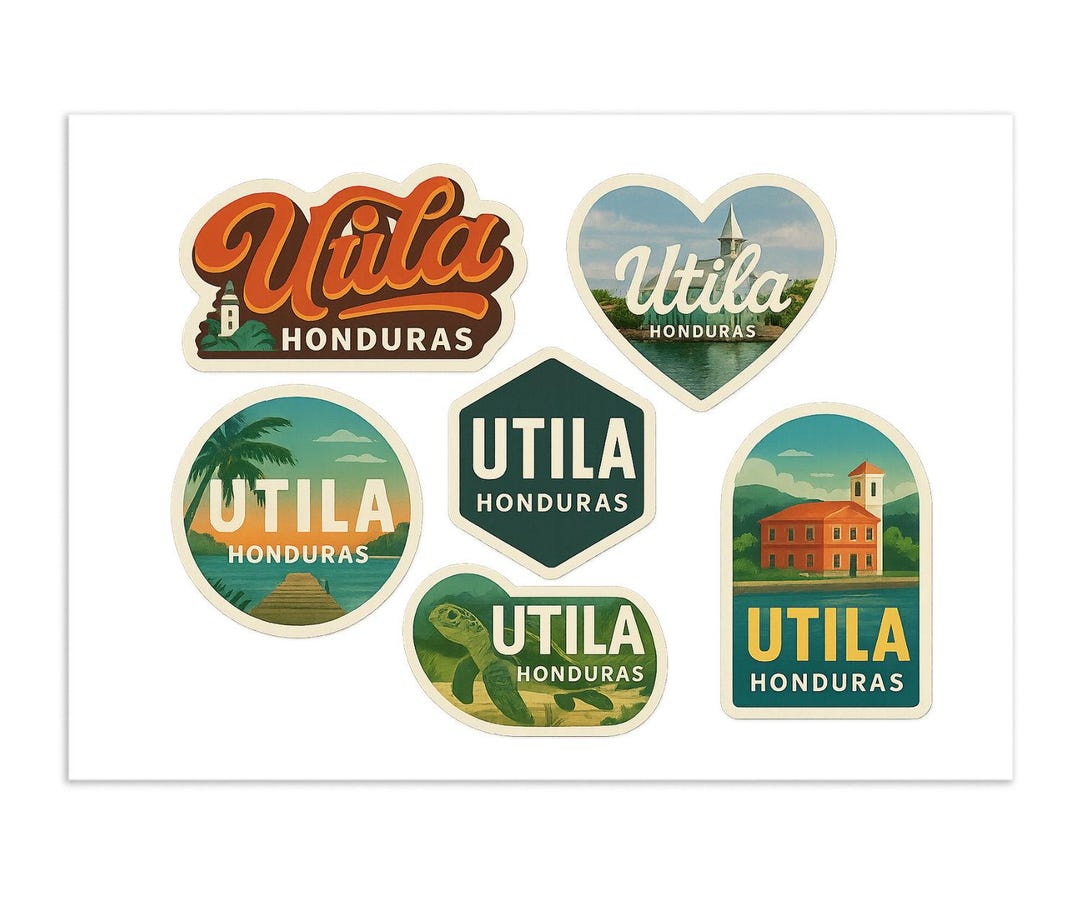 Utila Honduras Sticker Sheet – Travel Souvenir Decals, Island Landmarks ...