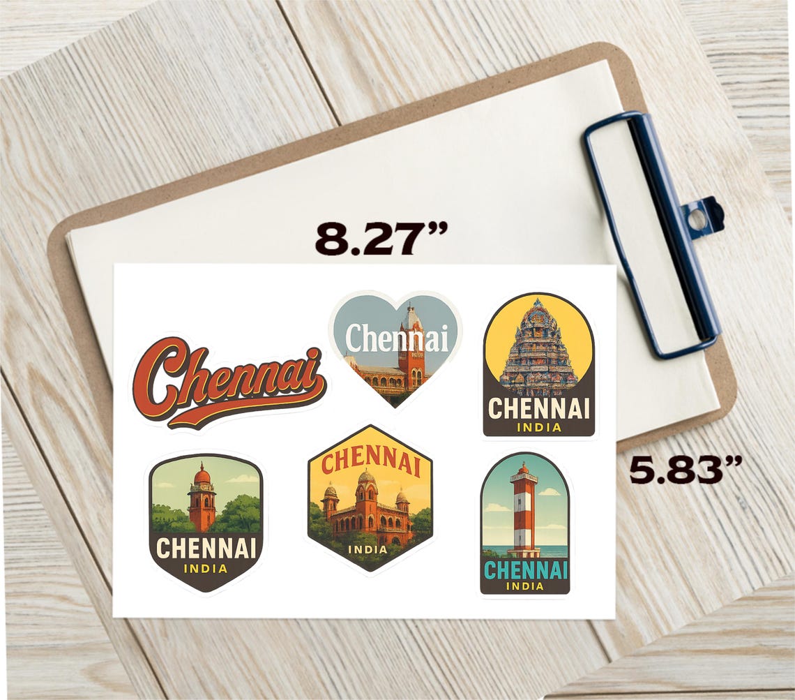Chennai India Travel Stickers: Historic Landmarks Souvenir (6-piece) - Etsy