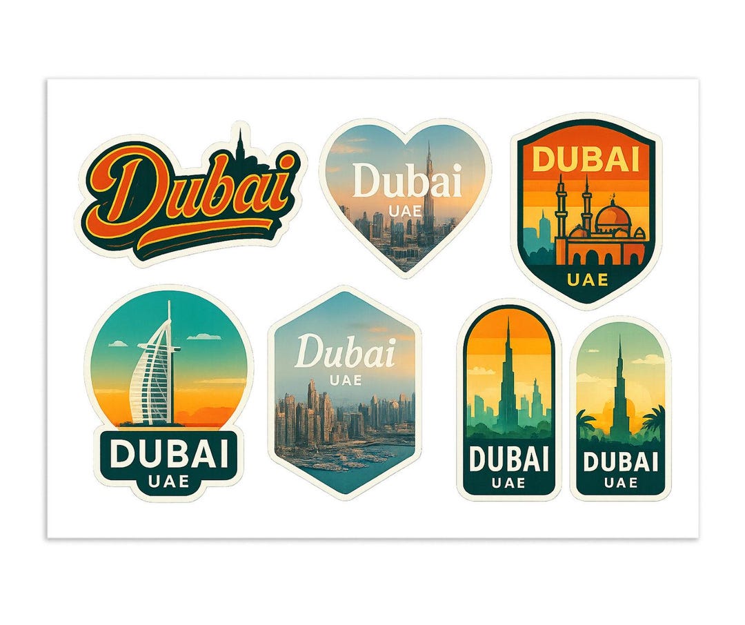 Uae Tree Sticker Dubai Travel Sticker Sheet – UAE Landmark Souvenir Stickers - Etsy