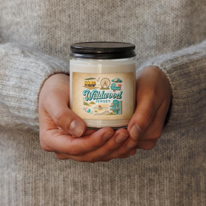 Wildwood New Jersey Souvenir Candle - 9oz Soy Wax Destination Travel Candle with Custom Label image 2